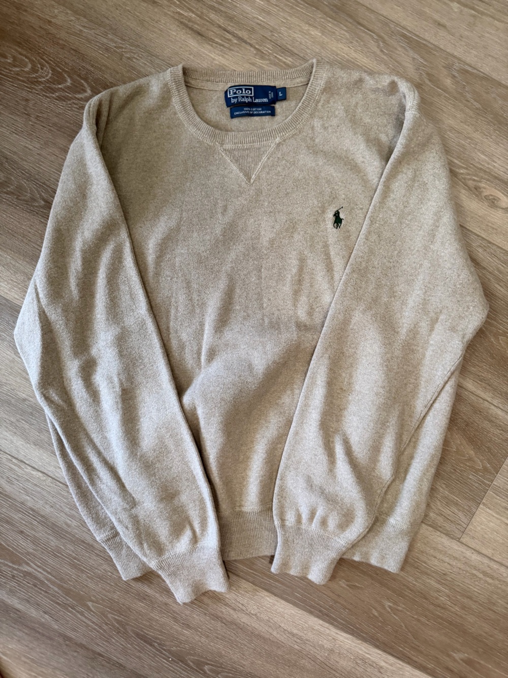 Polo by Ralph Lauren Crewneck Sweater - Light Beige with Green Pony